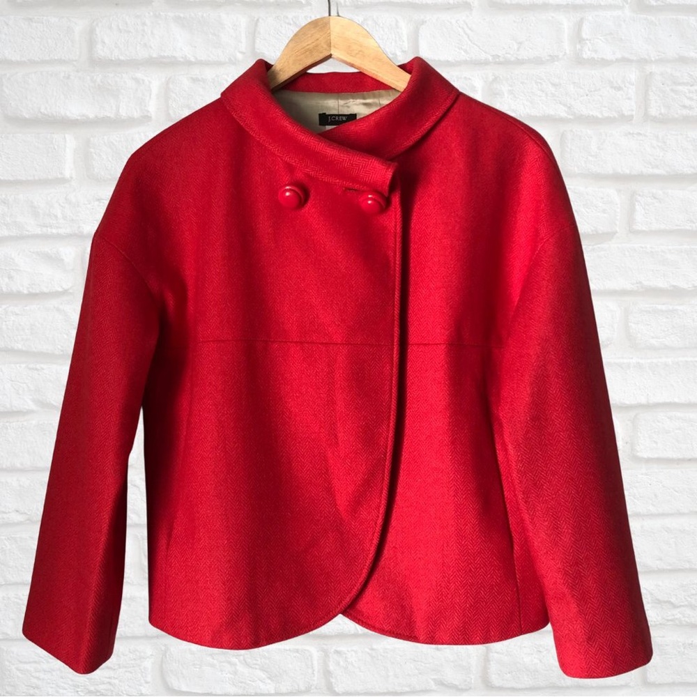 VGUC J. Crew Red Wool Coat, Size 4, Short length, Fall Jacket